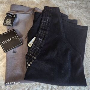 T4 2 George tank tops, one gray and one black with sequins